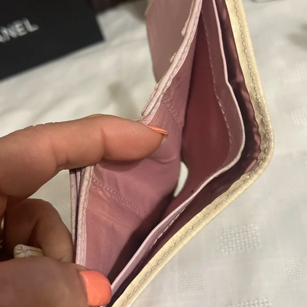 Christian Dior Pink and Cream trotter Logo tri fold Wallet number 1 vintage